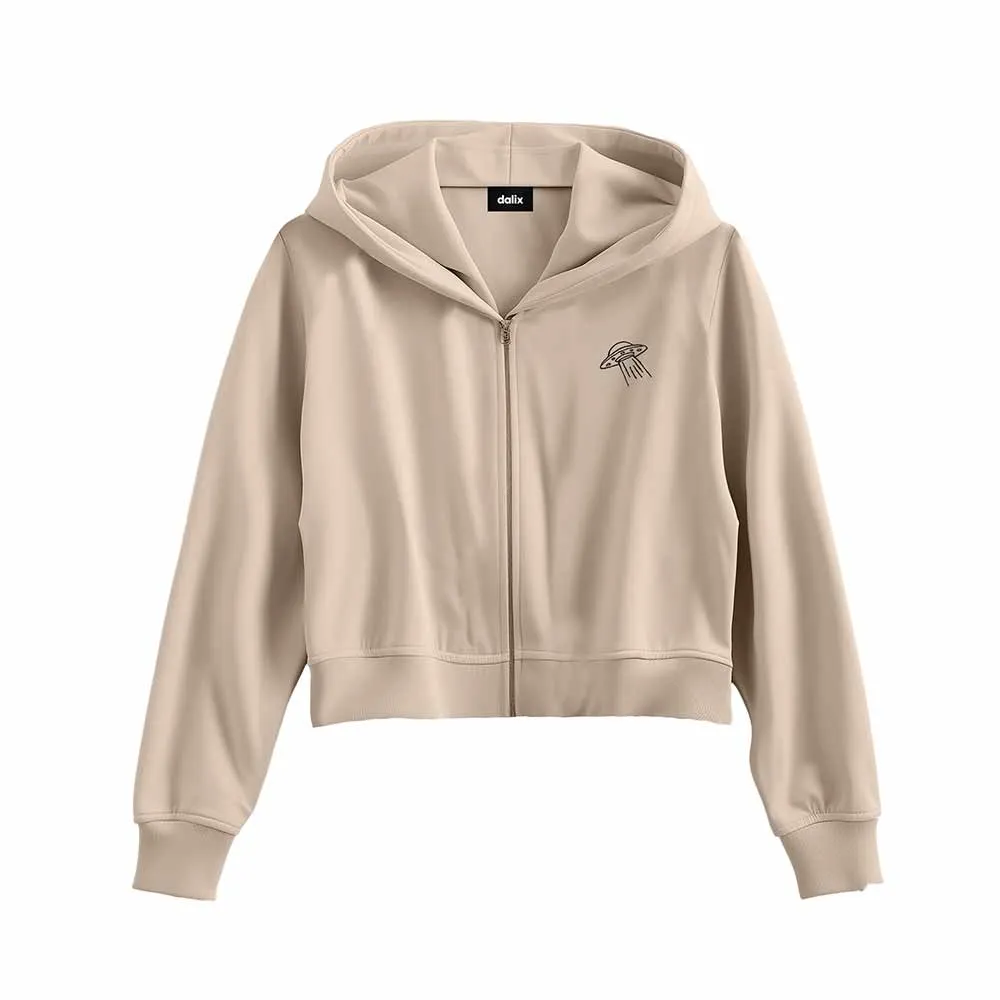 Dalix UFO Cropped Zip Hoodie