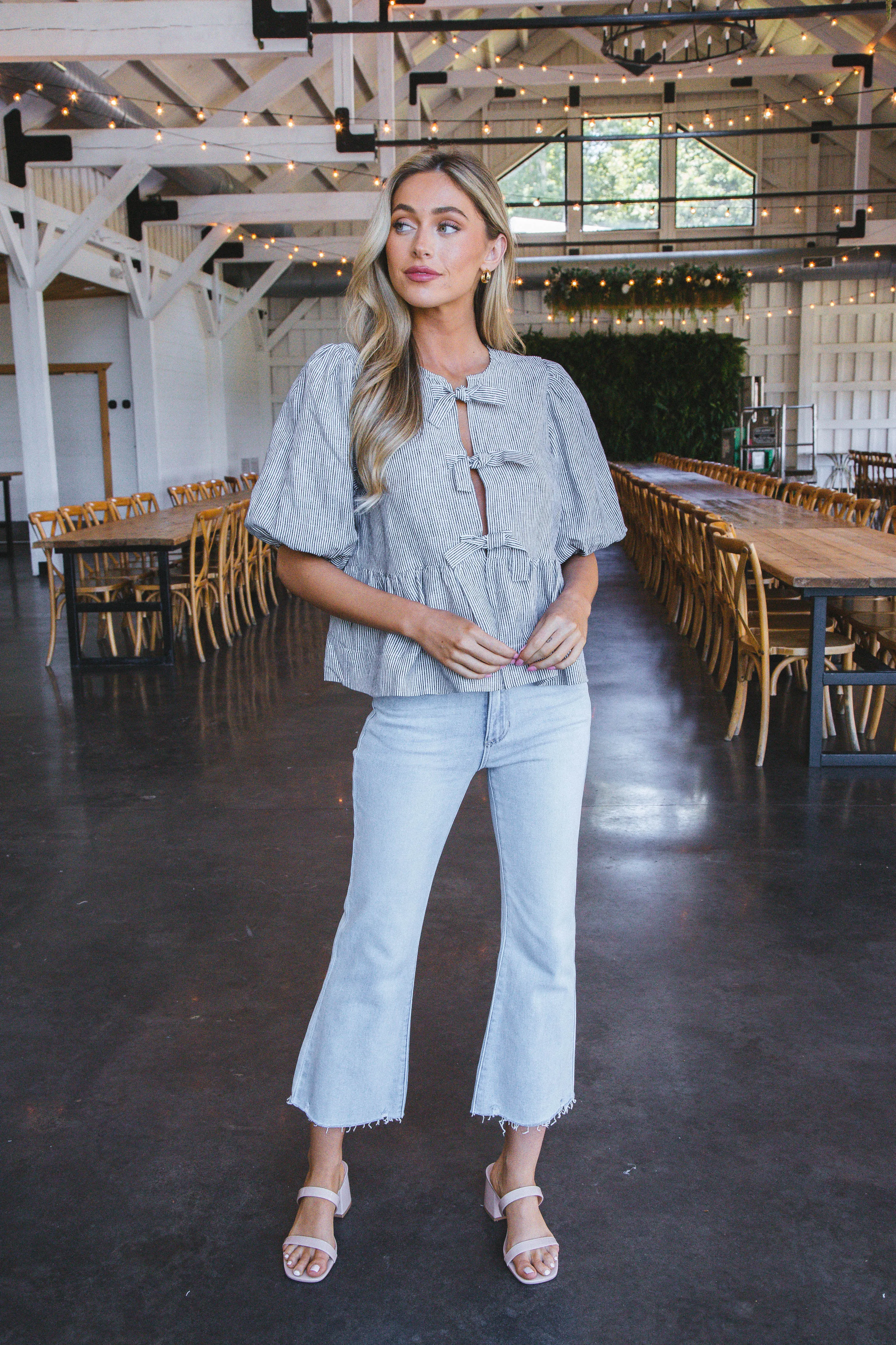 Dana Crop Flare Jeans, Light Denim