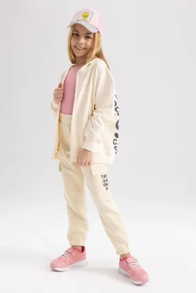 Defacto Girl's ecru Cargo Jogger Sweatpants