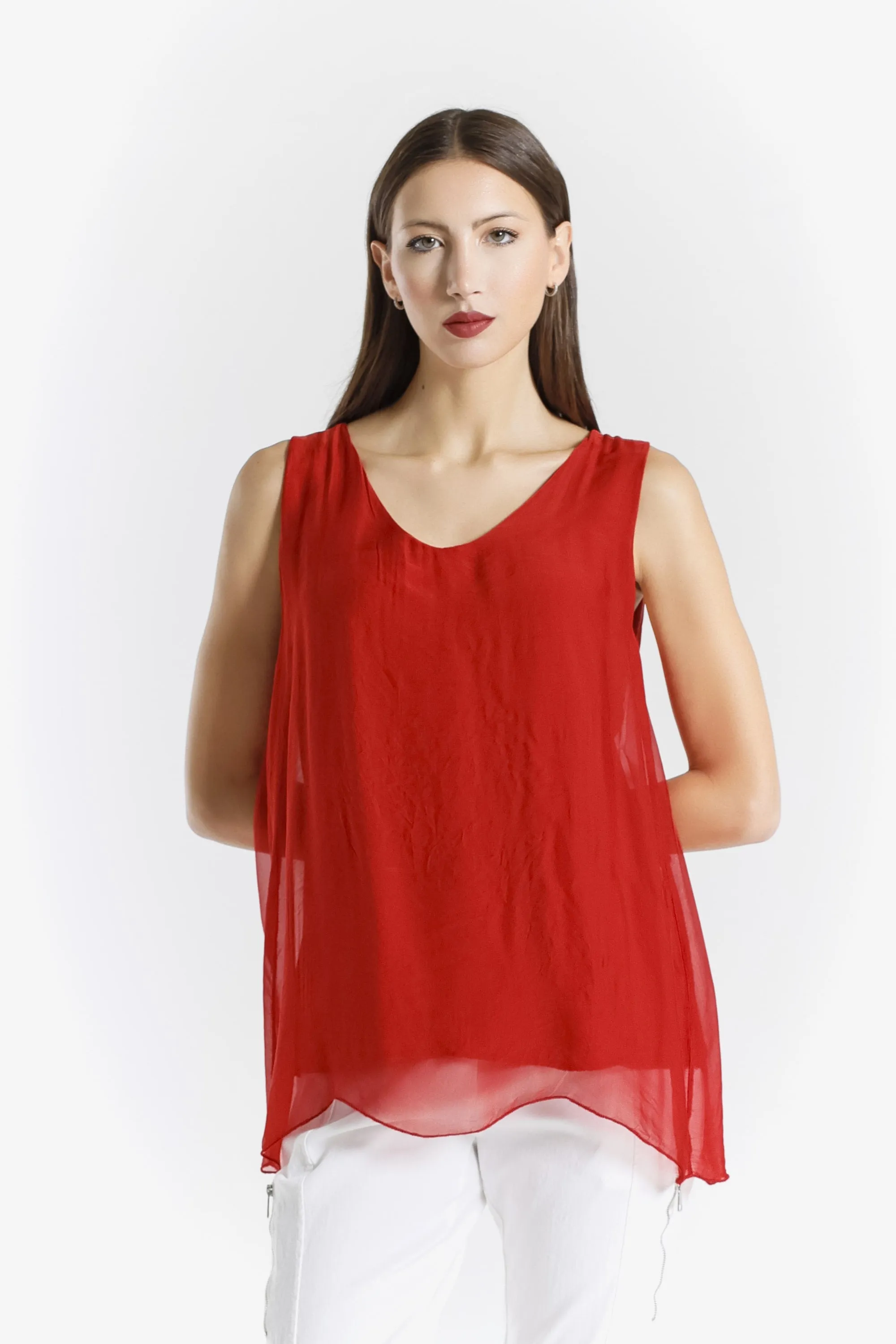 Dina Silk V-Neck Tank (BT204)