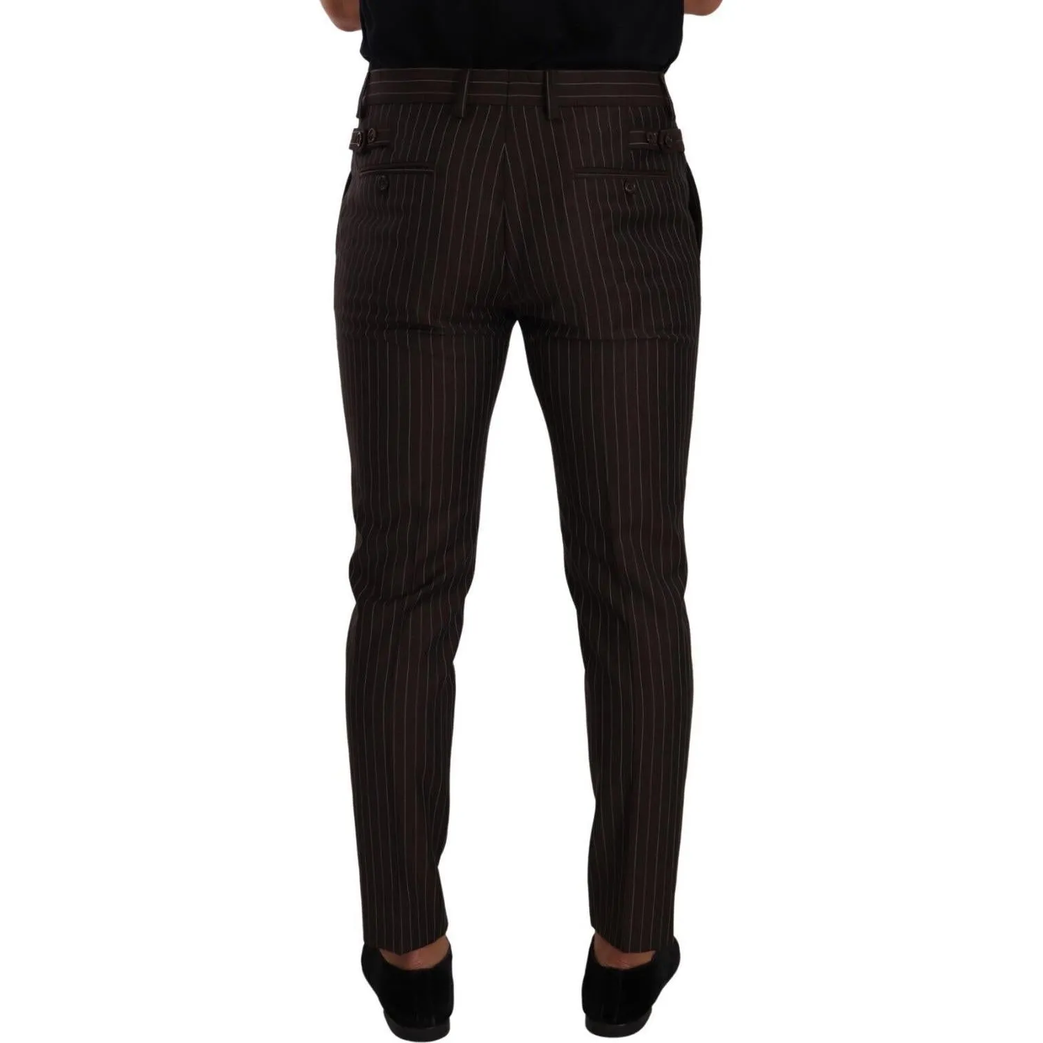 Dolce & Gabbana Elegant Brown Striped Woolen Men's Trousers