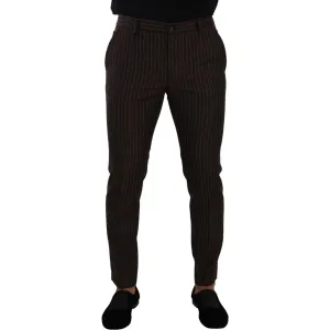 Dolce & Gabbana Elegant Brown Striped Woolen Men's Trousers