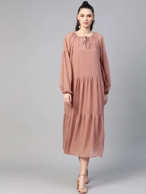 Dusty Pink Tiered Maxi Dress with Inner