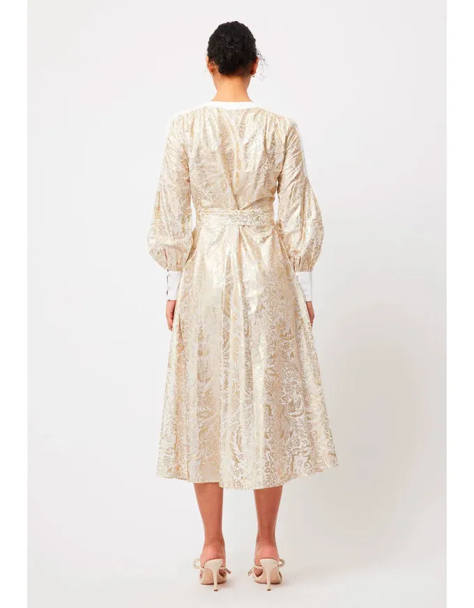 Elysian Cotton/Silk Coat Dress in Gilded Arcadia