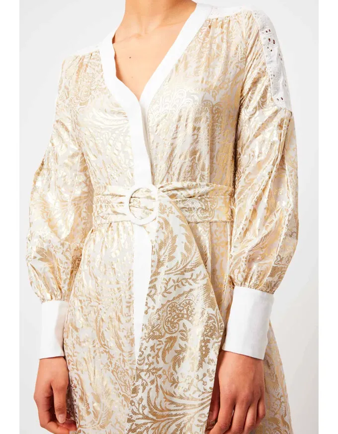 Elysian Cotton/Silk Coat Dress in Gilded Arcadia