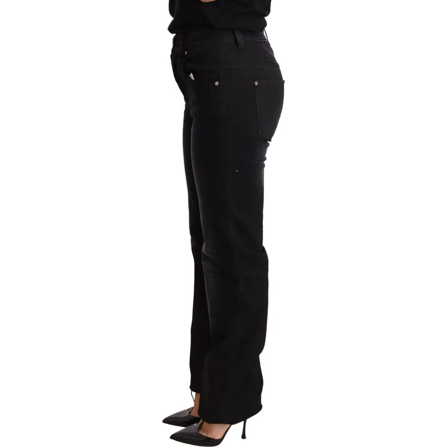 Ermanno Scervino Chic Black Washed Straight Cut Jeans