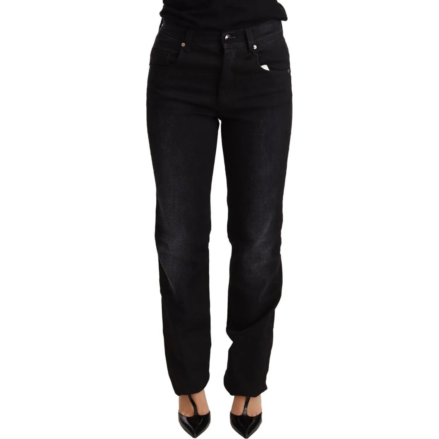 Ermanno Scervino Chic Black Washed Straight Cut Jeans