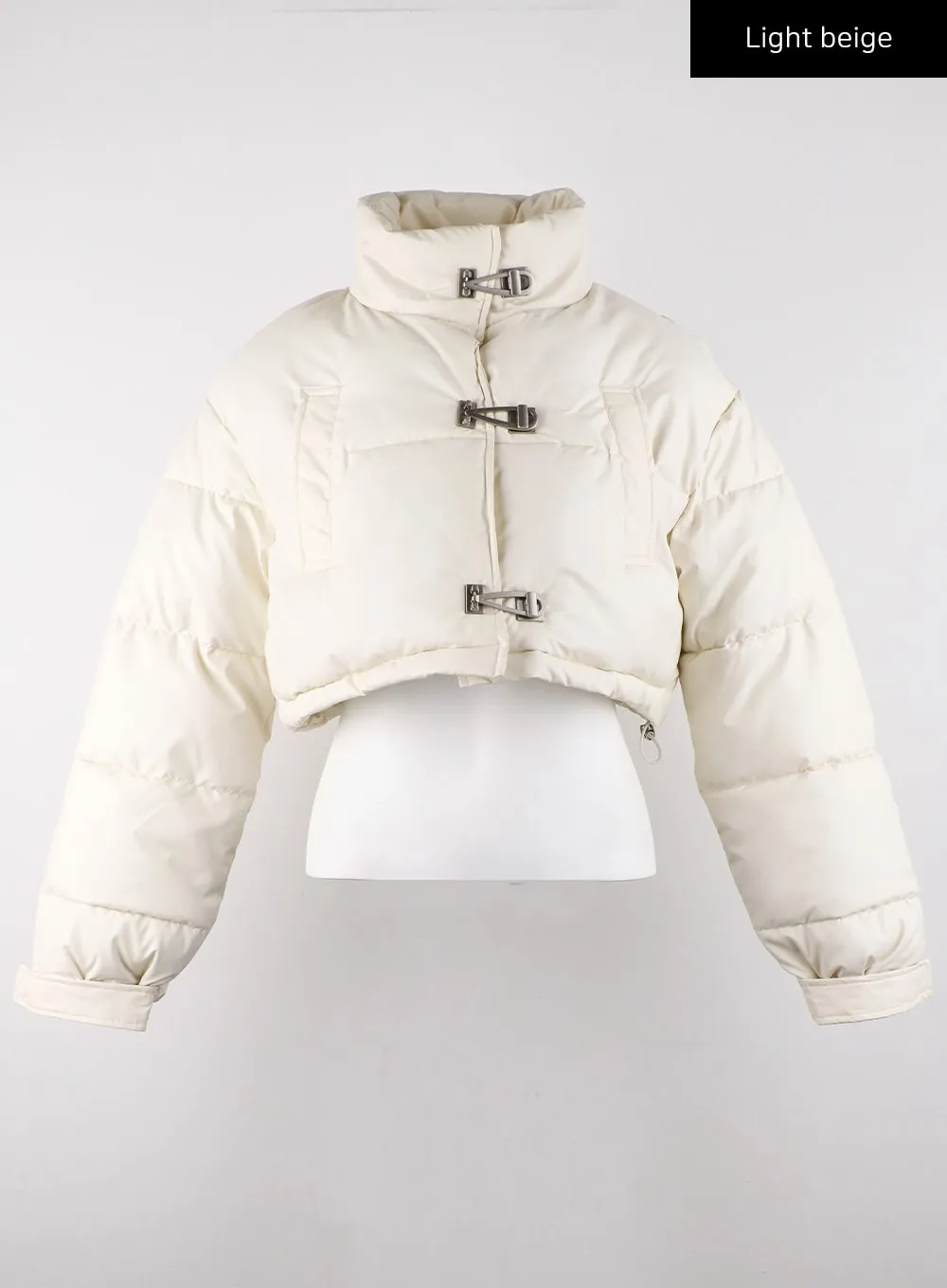 Faux Leather Three-Buckled High Neck Puffer Jacket CD315