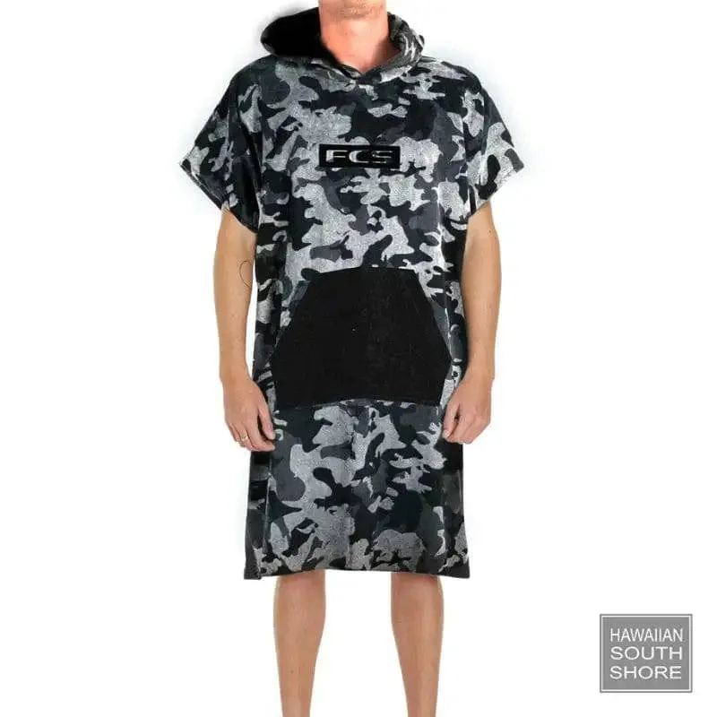 FCS Towel Hooded PONCHO Grey Camo Black