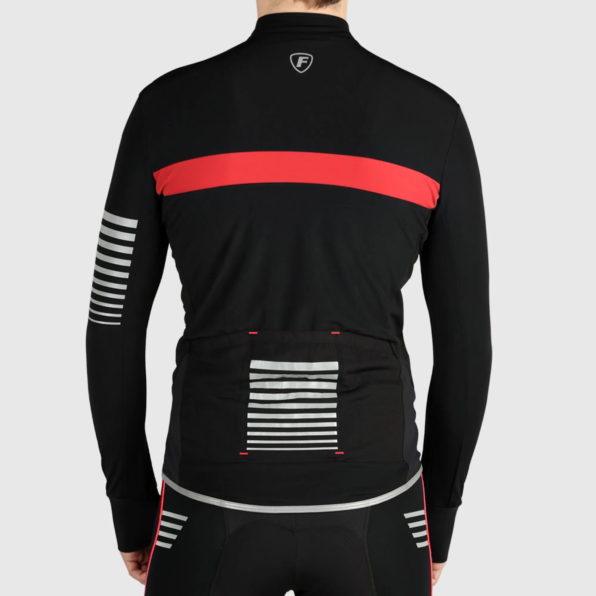 Fdx Men's & Boy's Set All Day Thermal Roubaix Long Sleeve Cycling Jersey & Cargo Bib Tights - Red