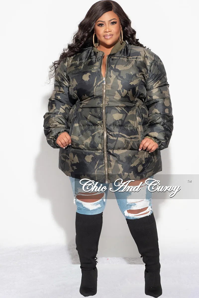 Final Sale Plus Size Puffer Jacket/Dress in Camouflage Print