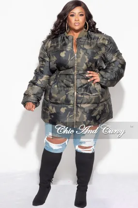 Final Sale Plus Size Puffer Jacket/Dress in Camouflage Print