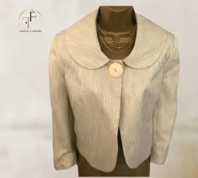 Fosby Design Womens Cream Peter Pan Collar Short Jacket UK 12 US 8 EU 40