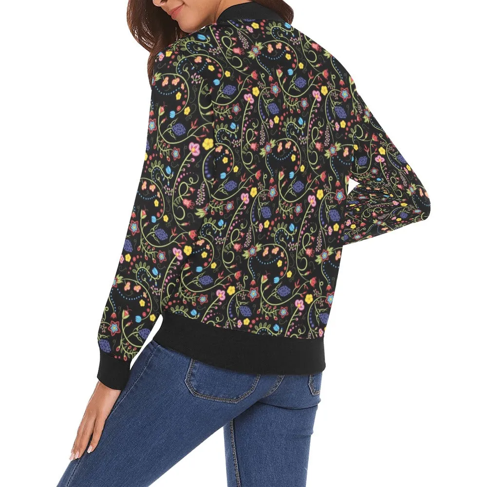 Fresh Fleur Midnight Bomber Jacket for Women