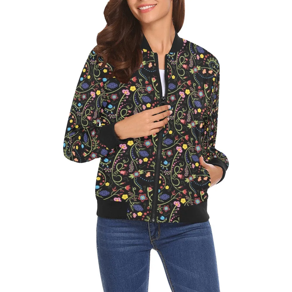 Fresh Fleur Midnight Bomber Jacket for Women