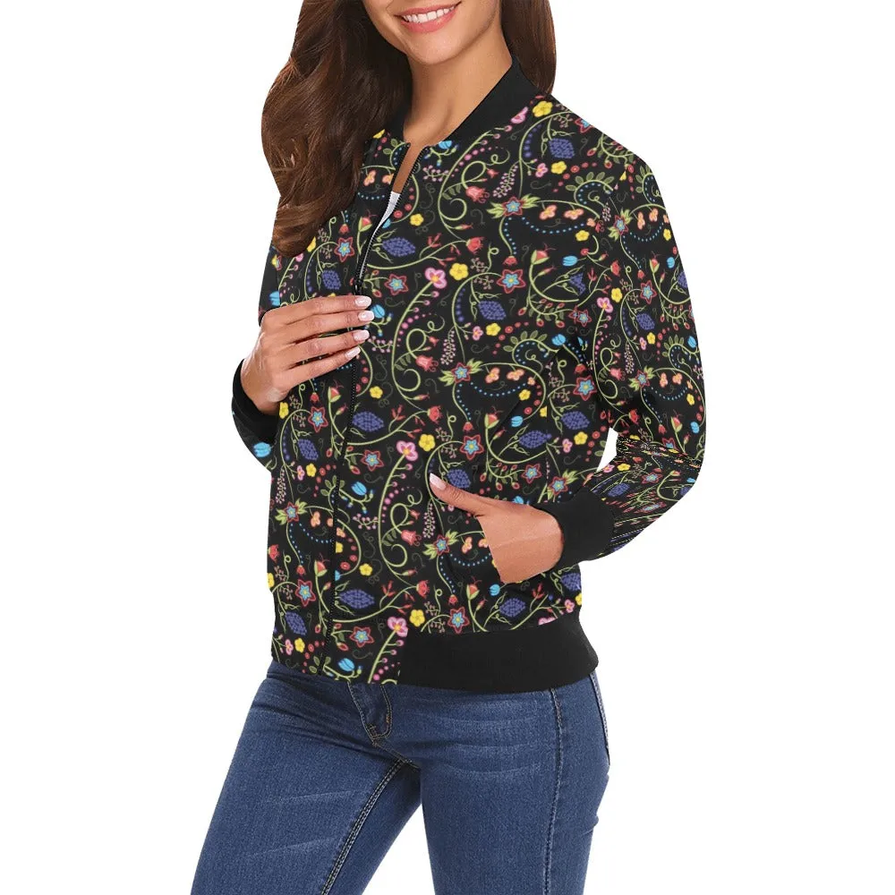 Fresh Fleur Midnight Bomber Jacket for Women