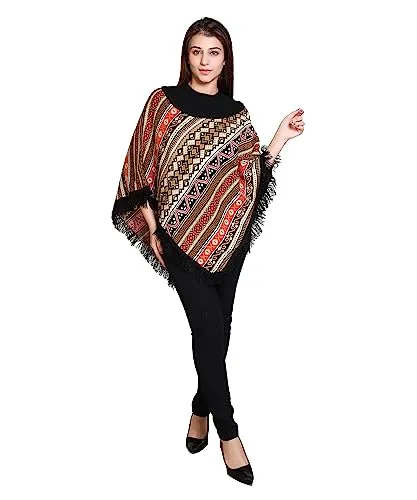 Generic Women's Cape Poncho Coat Multicolor Multicolour Free Size