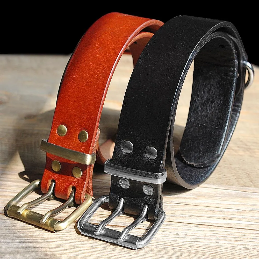 Genuine Leather Dog Collar with quality strong brass D-Ring and Buckle S/M/L/XL Brown & Black