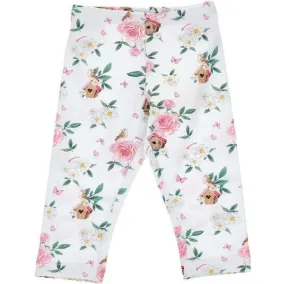 Girls White Floral Leggings