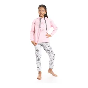 Girls' Winter Printed Hoodie Pajama Pants - Rose