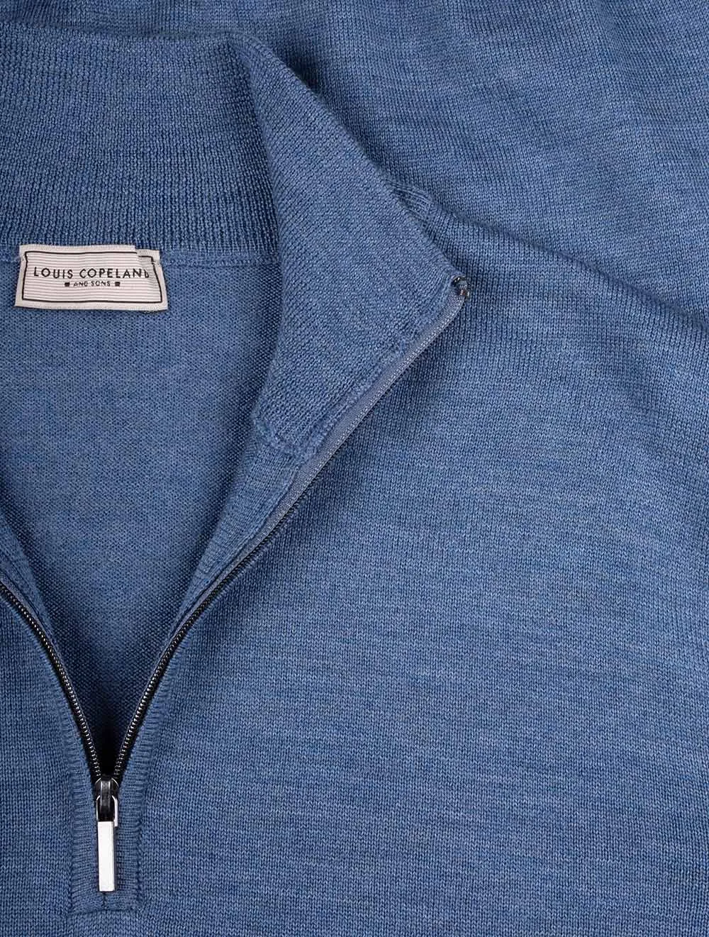 Half Zip Mock Neck Jumper Blue