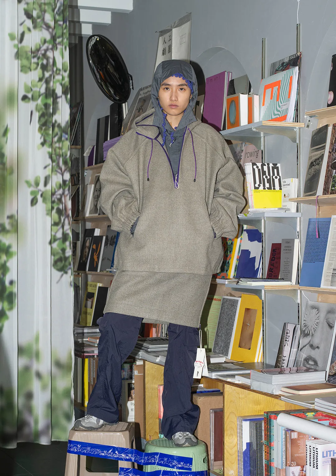 Half Zip Woolen Hoodie 呢料半拉链半帽衫