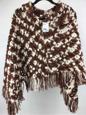 Hand Crafted Size One Size Brown & White Poncho