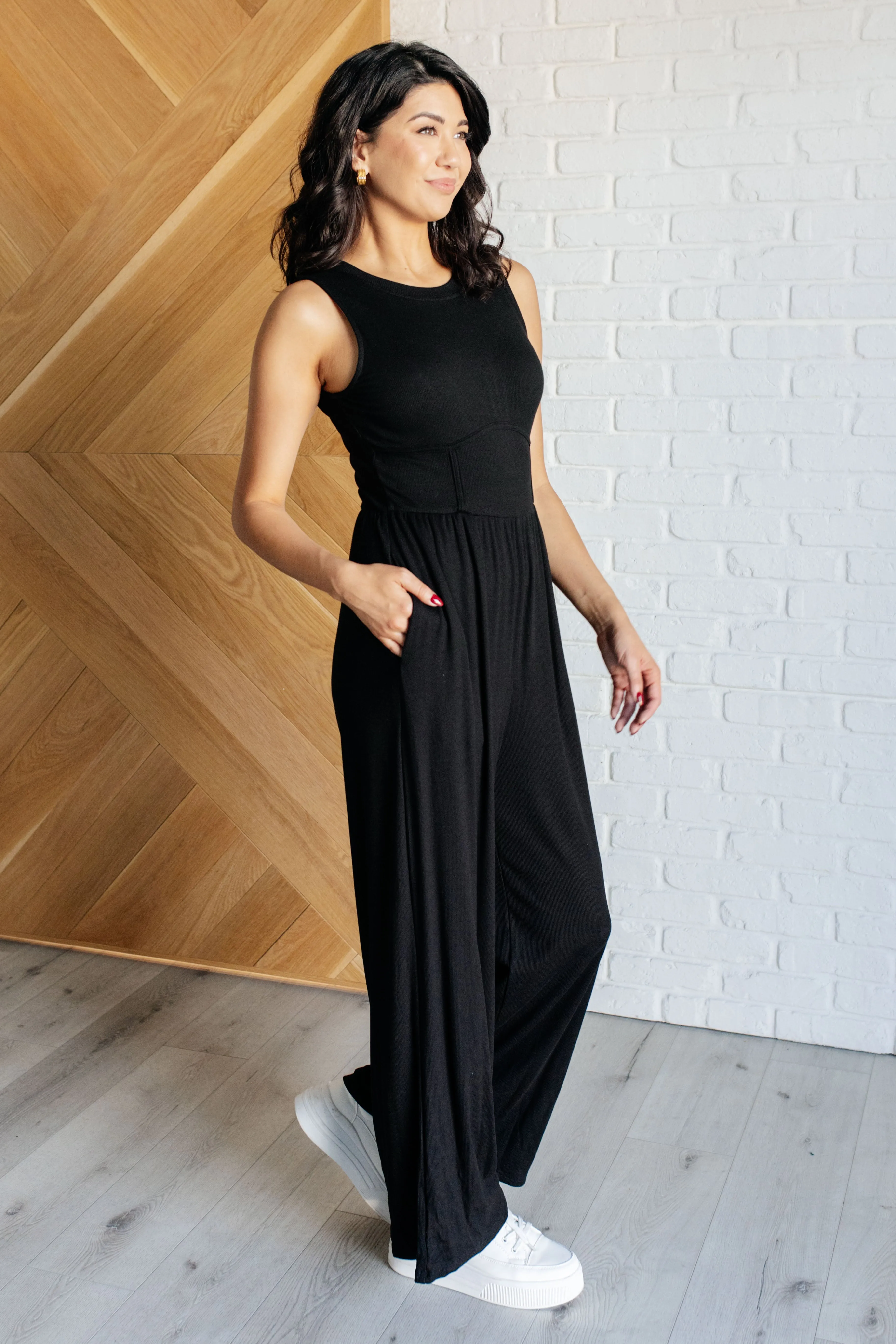 Hilary Wide Leg Jumpsuit in Black - 11/19