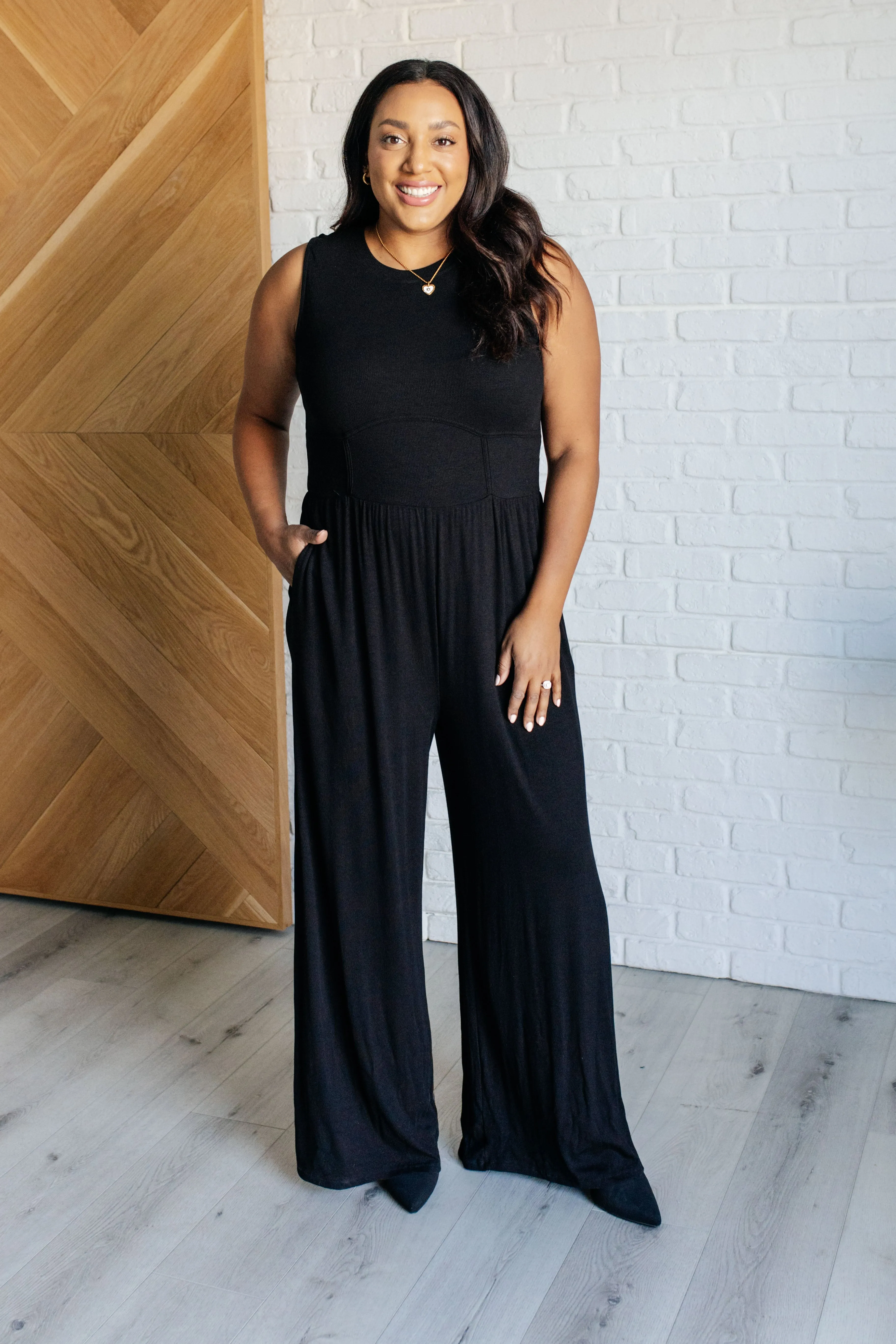 Hilary Wide Leg Jumpsuit in Black - 11/19