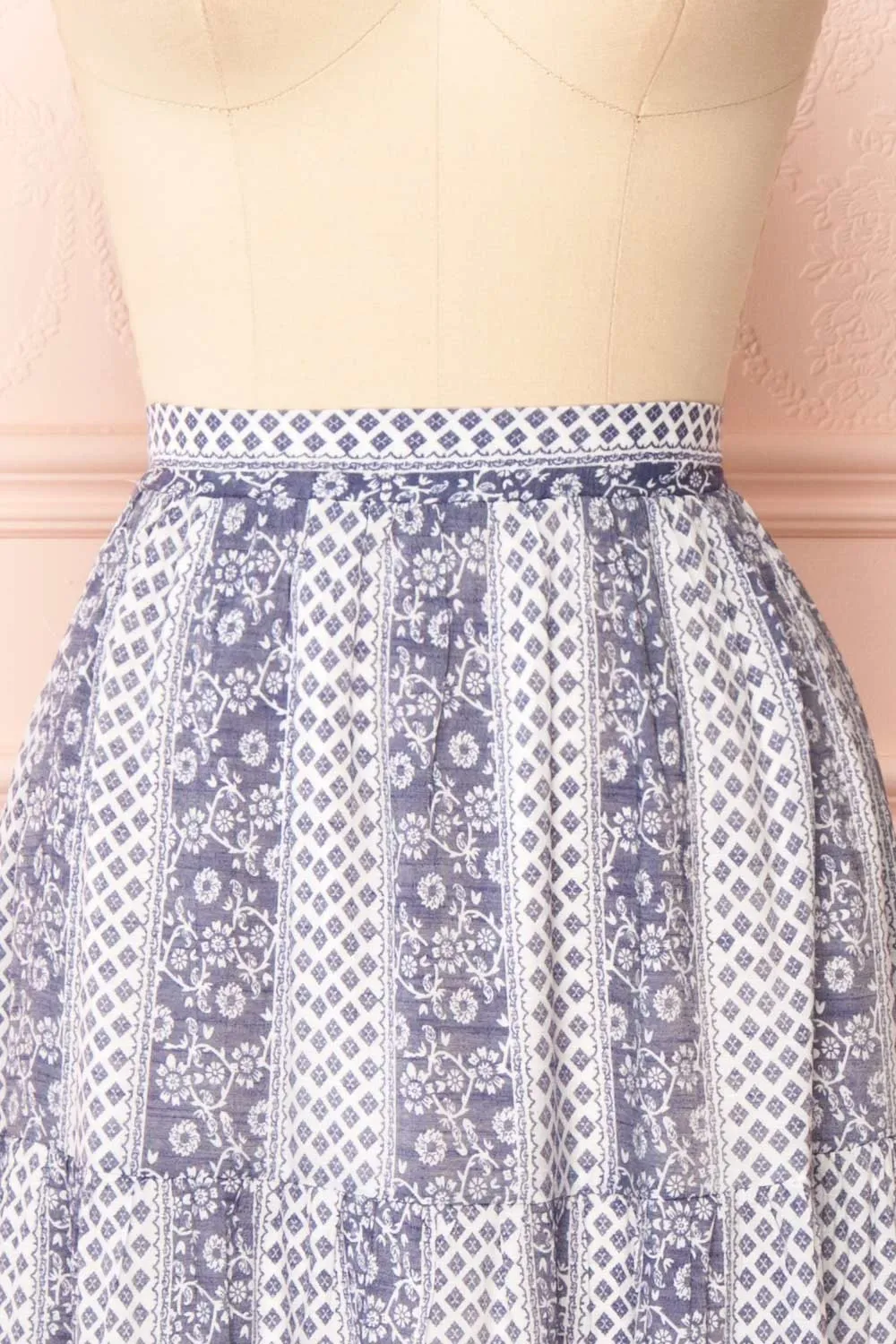 Irmette | Patterned Tiered Midi Skirt