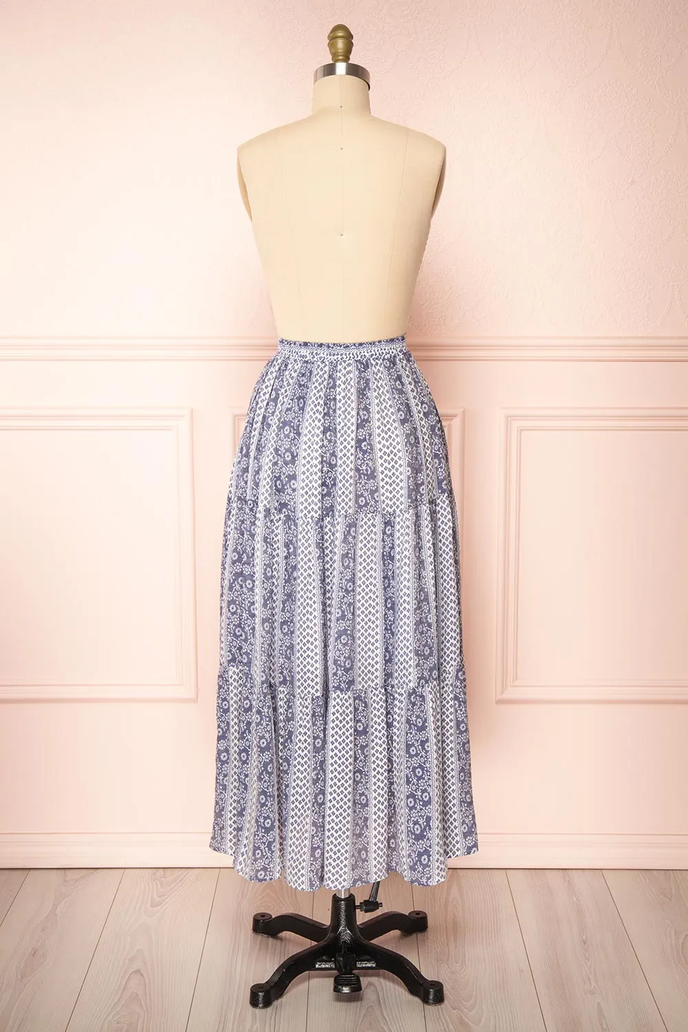 Irmette | Patterned Tiered Midi Skirt