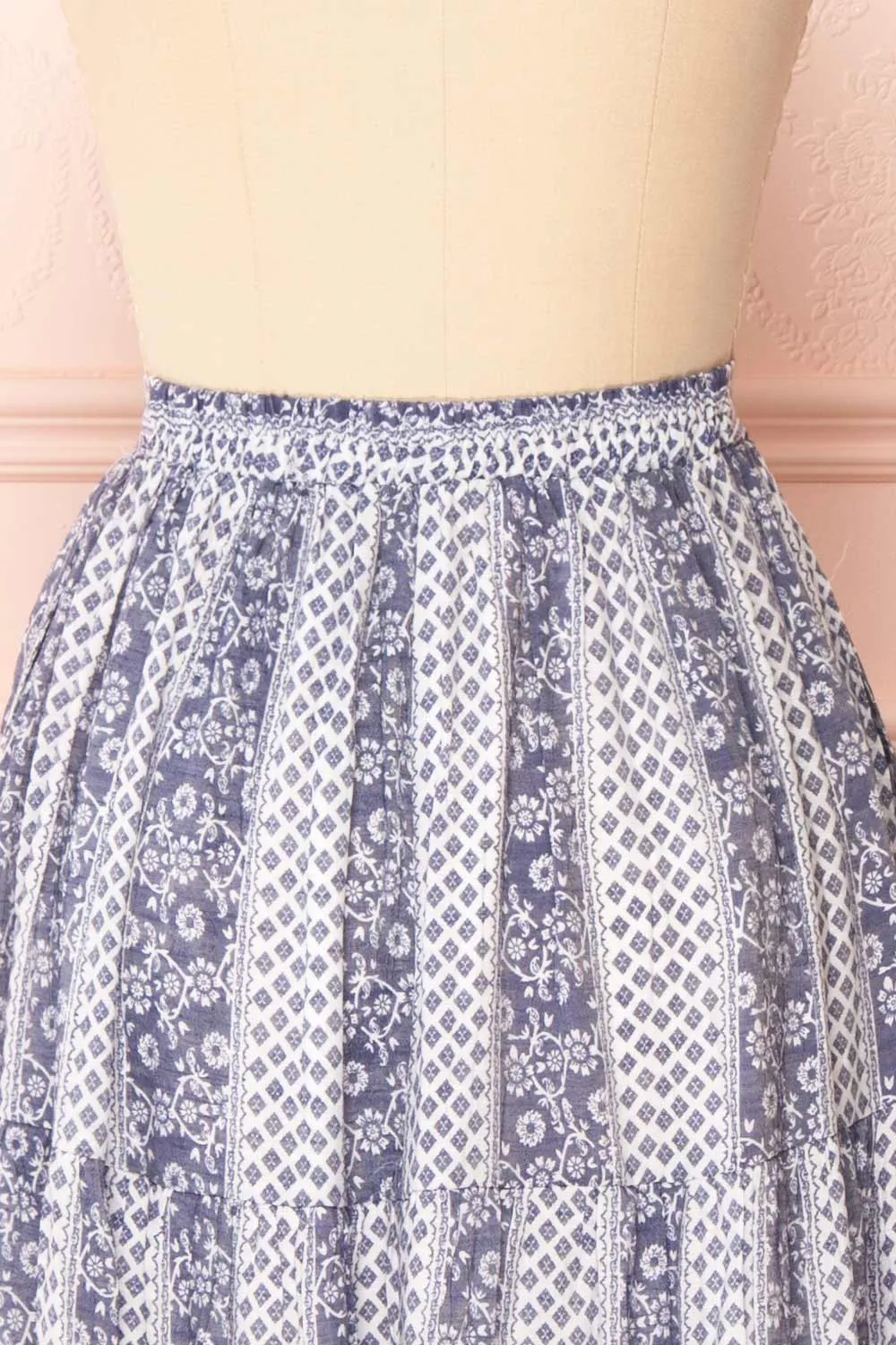 Irmette | Patterned Tiered Midi Skirt