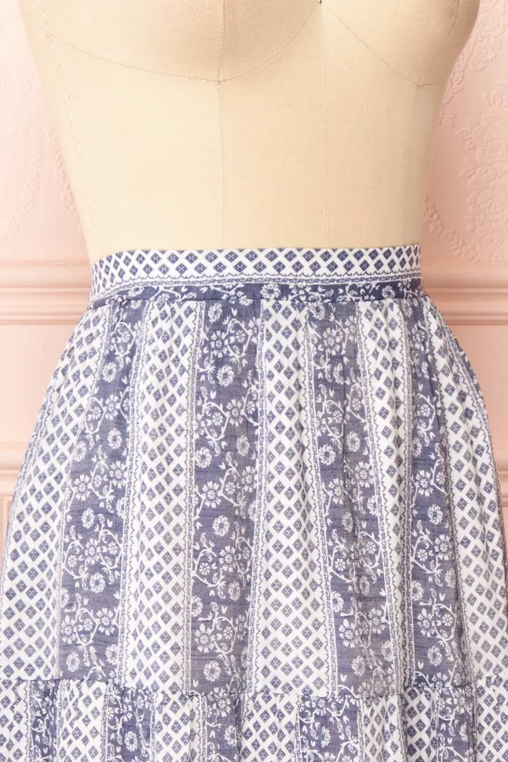 Irmette | Patterned Tiered Midi Skirt