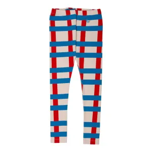 J38-BIG CHECK LEGGING-PILLAR RED/TURQ