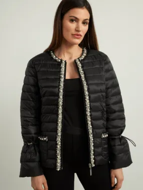 Joseph Ribkoff S Black Embellished Puffer Jacket 213909 (A)