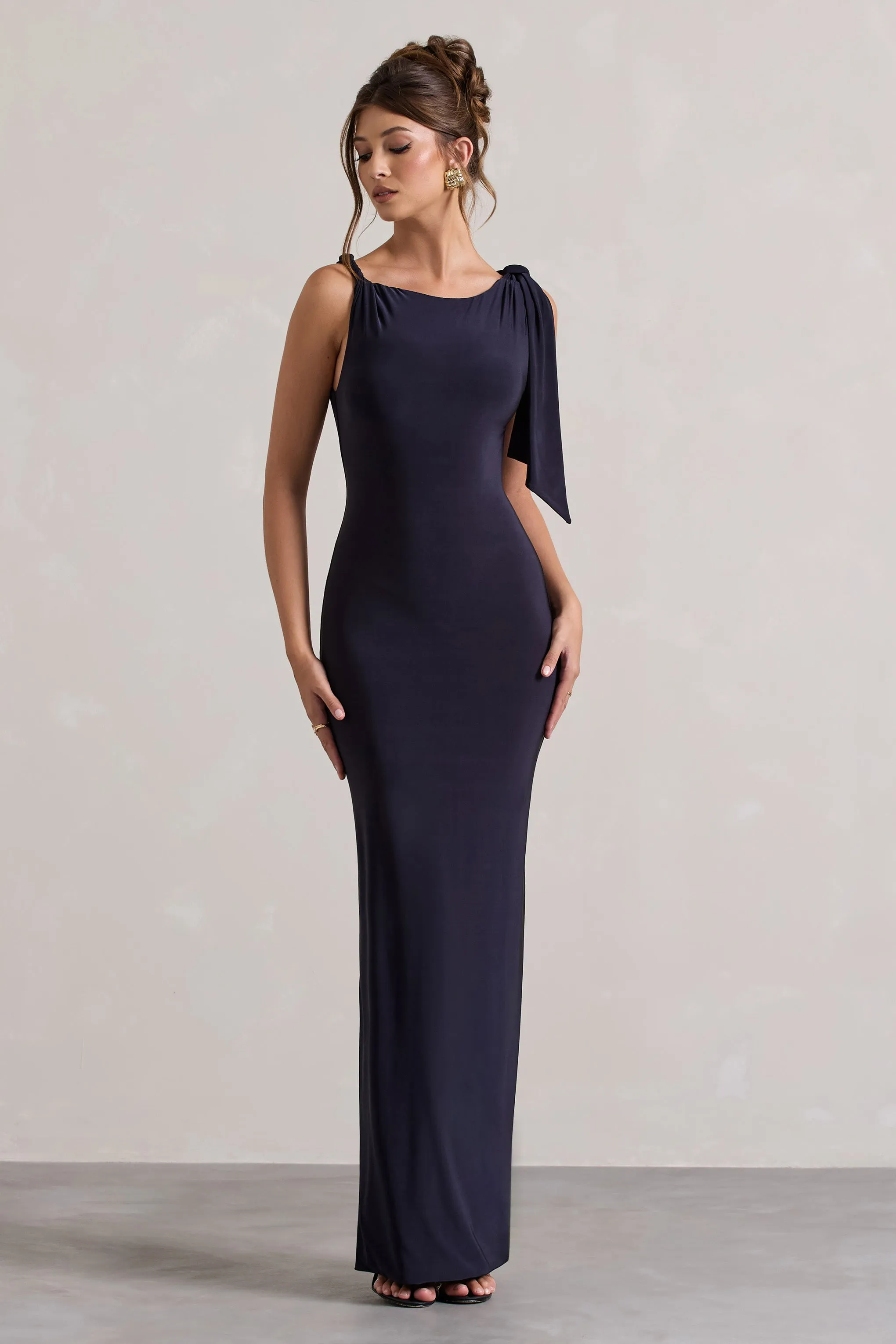 Kacey | Navy Twisted Knot Maxi Dress