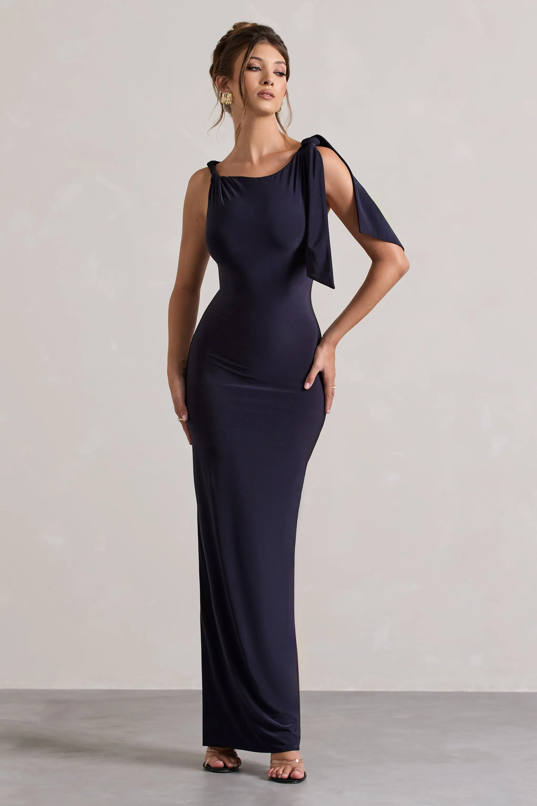 Kacey | Navy Twisted Knot Maxi Dress