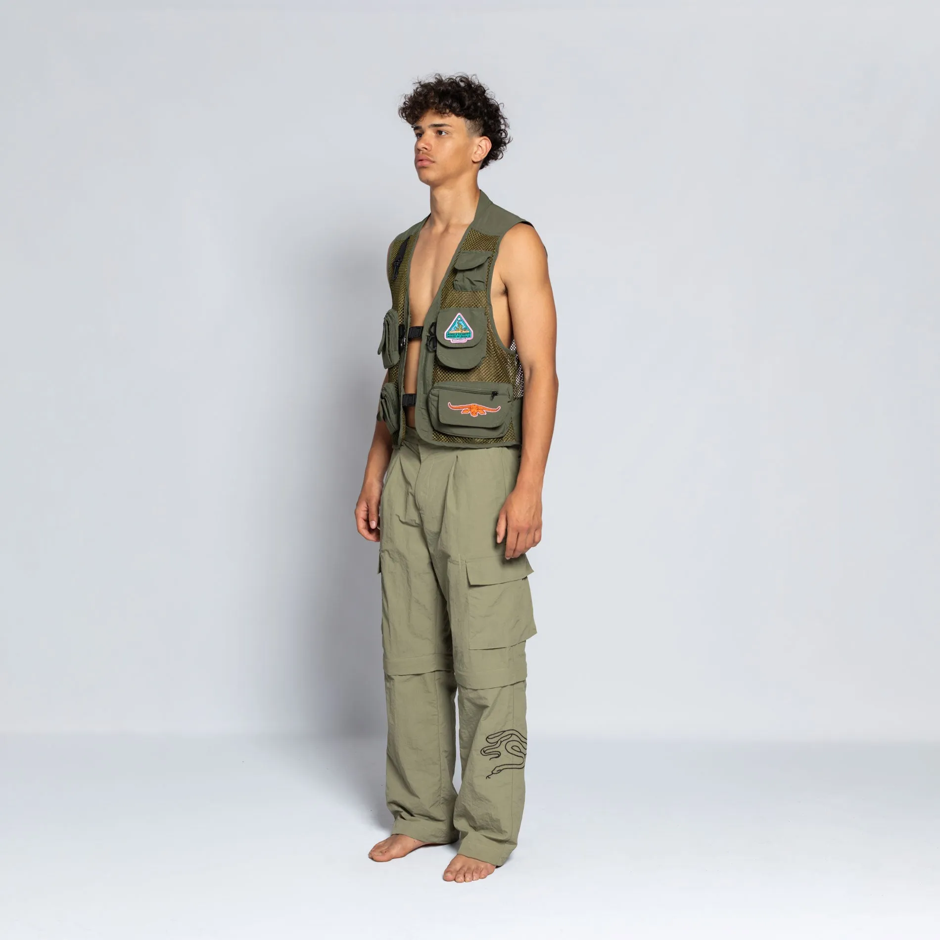 KHAKI CARGO ZIP PANT