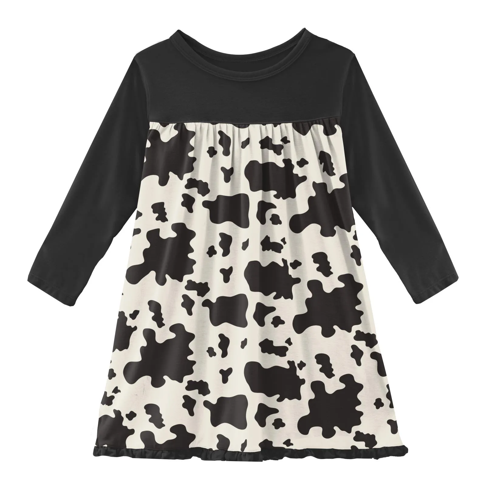 KicKee Pants Cow Print Classic L/S Swing Dress