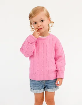 Kids Cable Pullover in Azalee