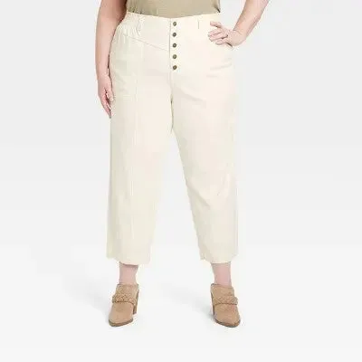 Knox Rose Women's Plus Mid Rise Casual Fit Tapered Leg Full Cargo Pants