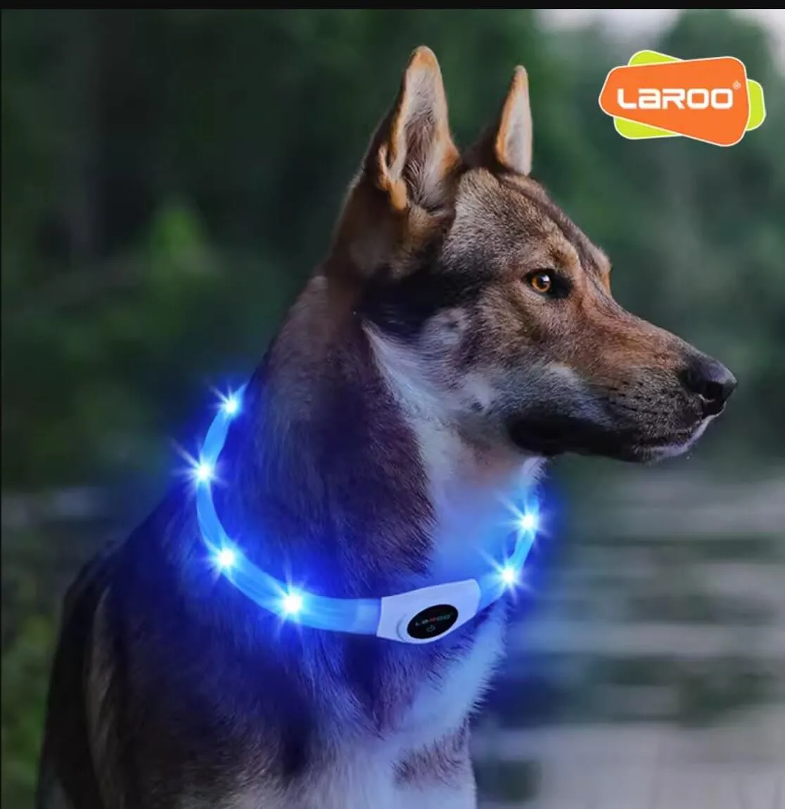 LaRoo Rechargeable Waterproof Led Light Collar For Long-haired Dogs