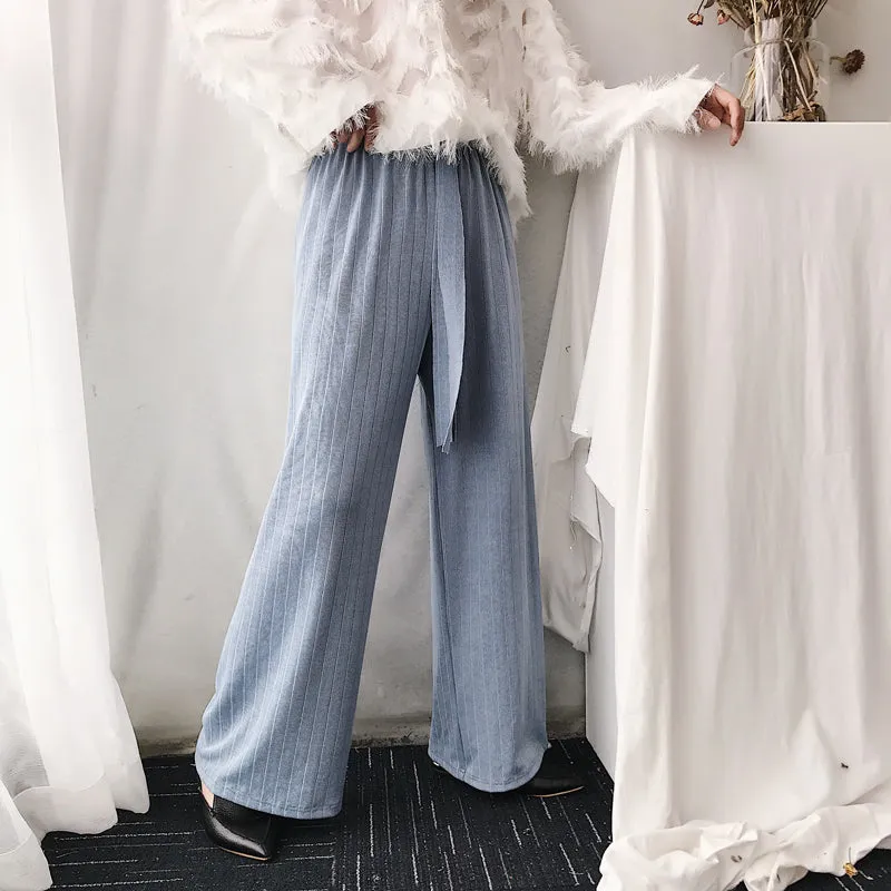 Long Sash Vintage Style Men Wide Leg Pants