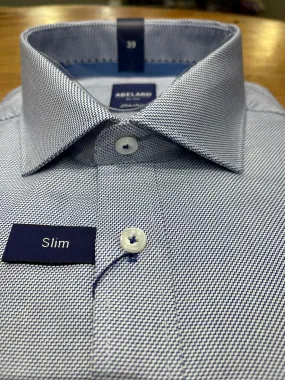 Long Sleeve Business Shirt - Geometric - Royal Blue & White