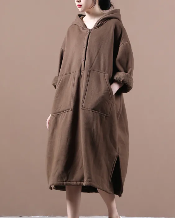 Loose Autumn Long Sleeve Women Dresses Hooded Casual Women Dress SSM97215