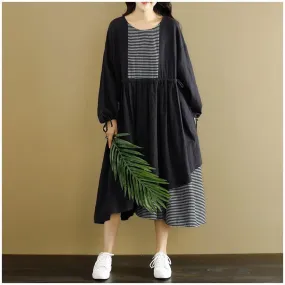 Lovely Casual Black Spliced Dress For Women