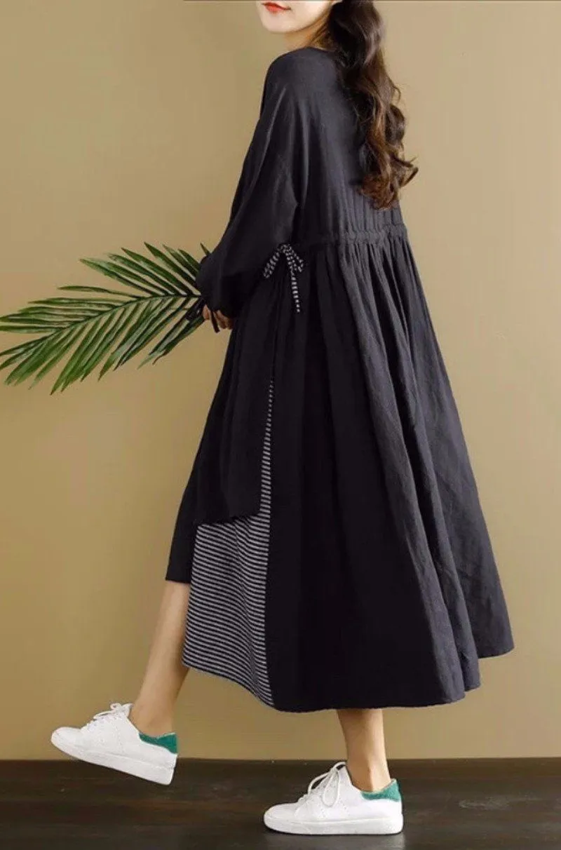 Lovely Casual Black Spliced Dress For Women