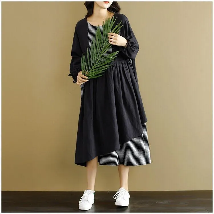 Lovely Casual Black Spliced Dress For Women