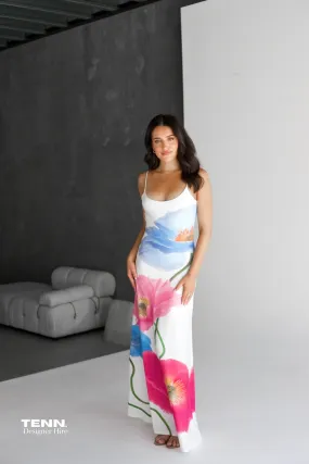 Low Back Maxi Dress - Azure poppy