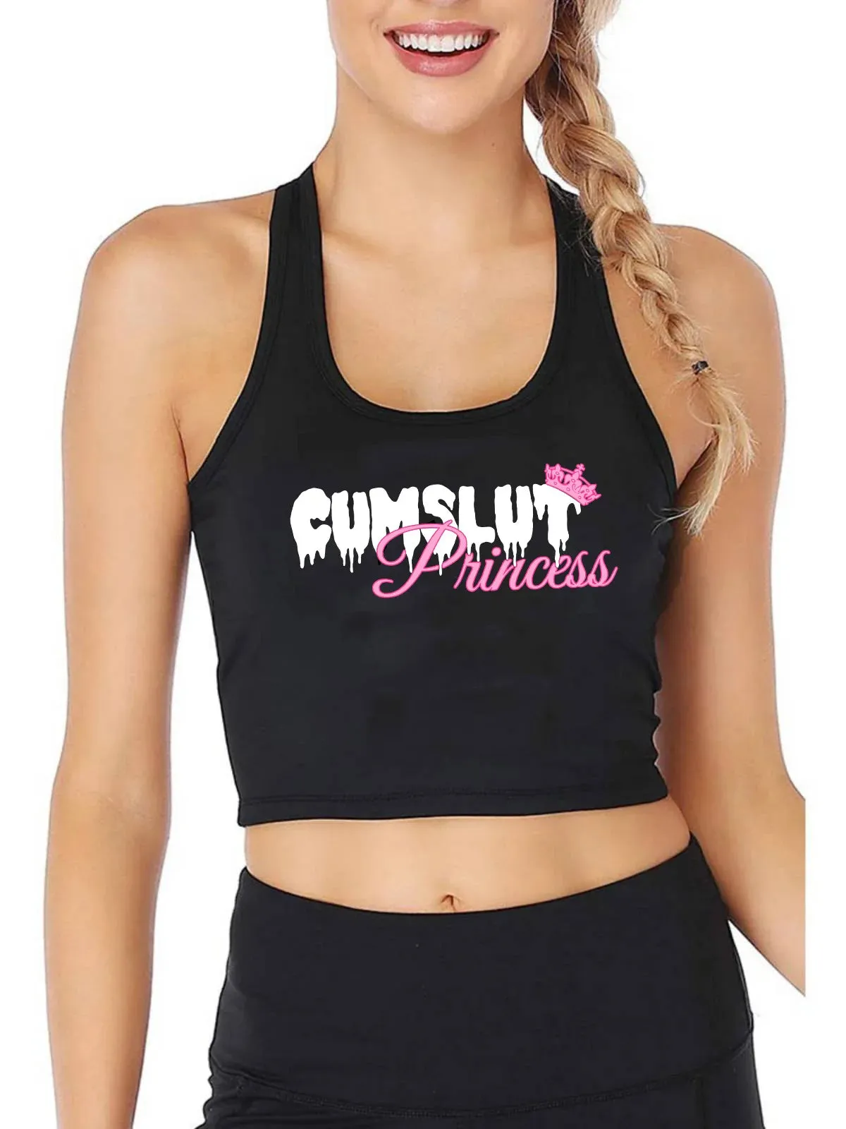 LVSANW Daddy's Princess Design Breathable Slim Fit Tank Top Adult Humor Fun Flirty Print Crop Tops Summer Camisole Gym Vest